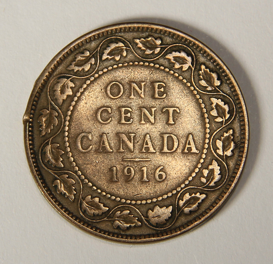 1916 Canada 1 Cent Large King George V - Copper Coin Large Cent L021889