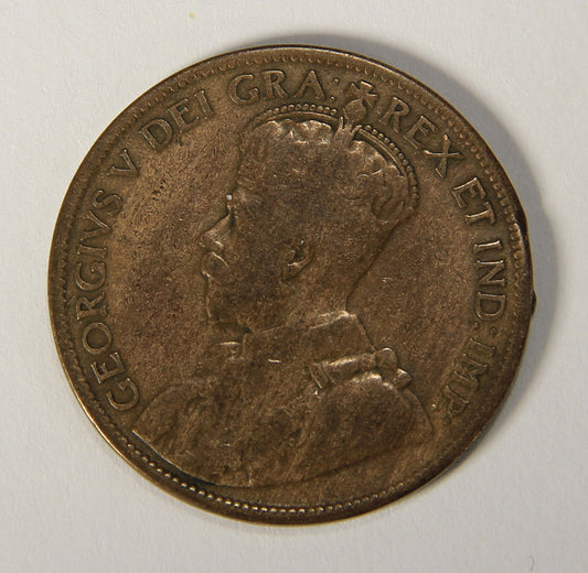 1916 Canada 1 Cent Large King George V - Copper Coin Large Cent L021889
