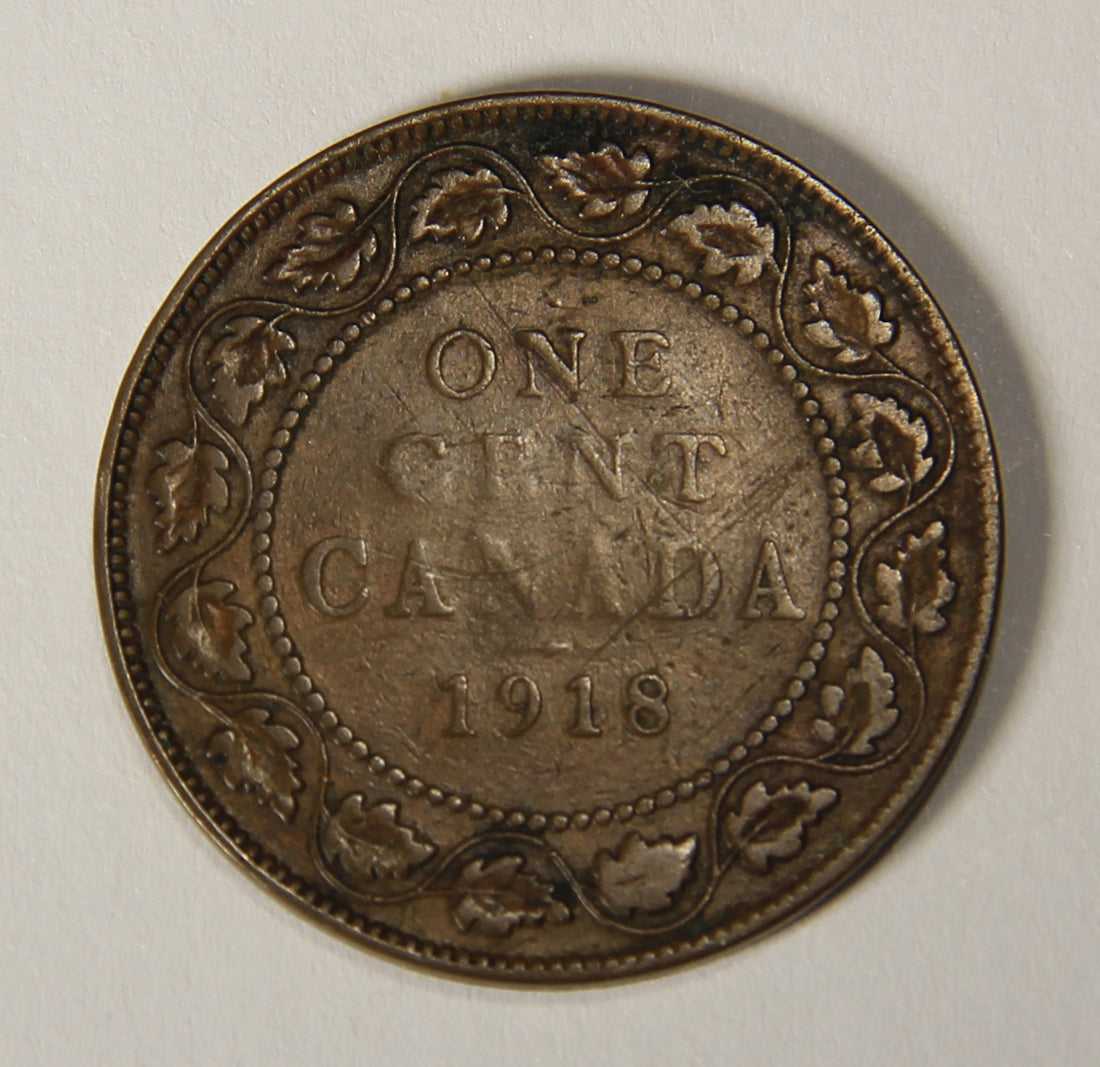 1918 Canada 1 Cent Large King George V - Copper Coin Large Cent L021890