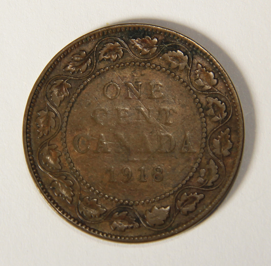 1918 Canada 1 Cent Large King George V - Copper Coin Large Cent L021890