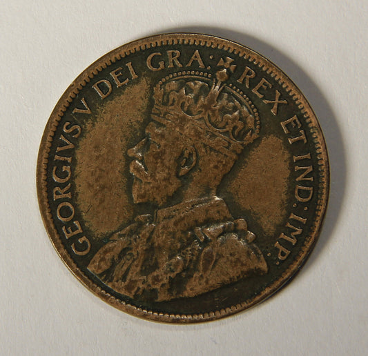 1919 Canada 1 Cent Large King George V - Copper Coin Large Cent L021891