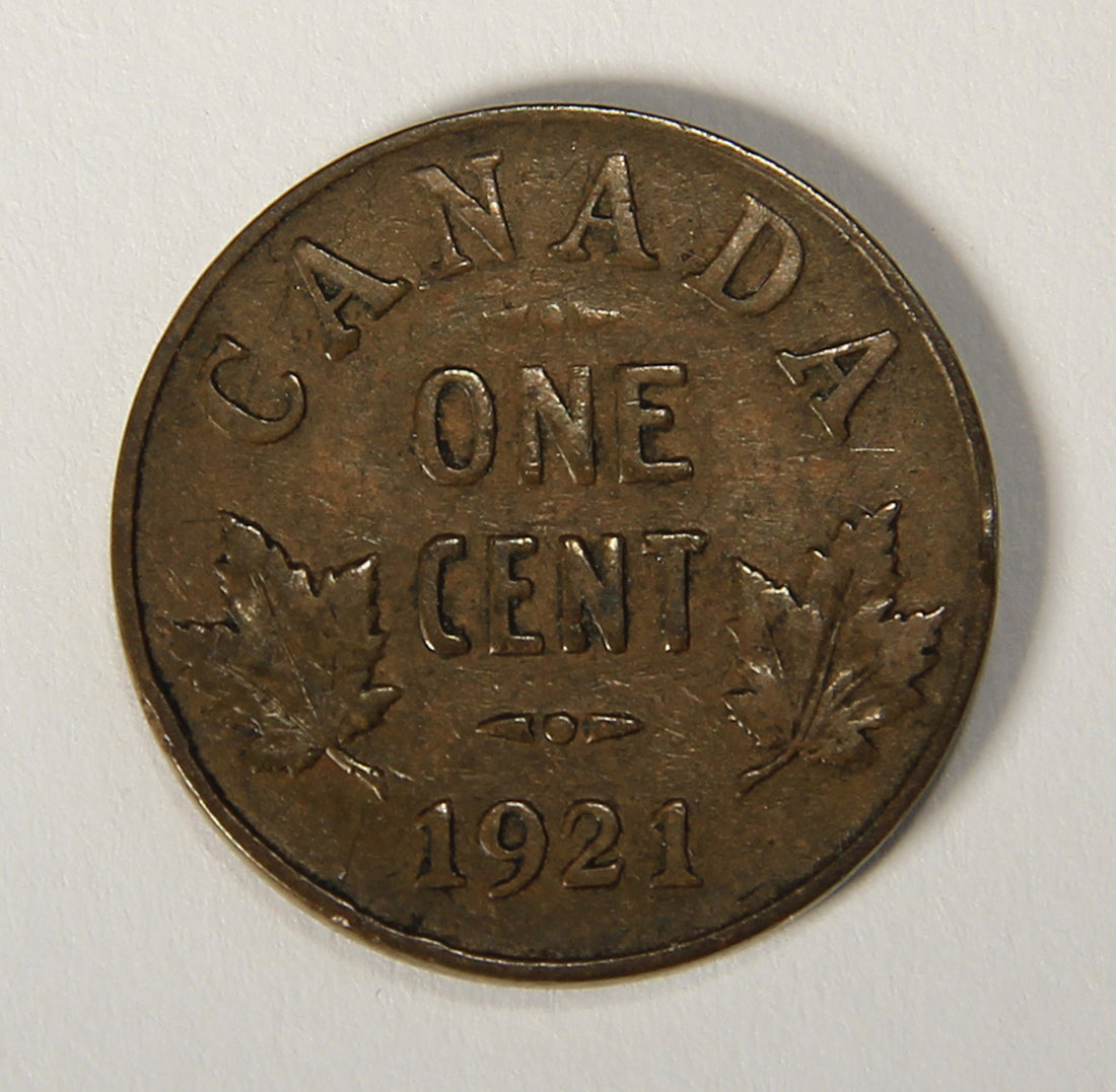 1921 Canada 1 Cent Small King George V - Copper Coin Small Cent L021893