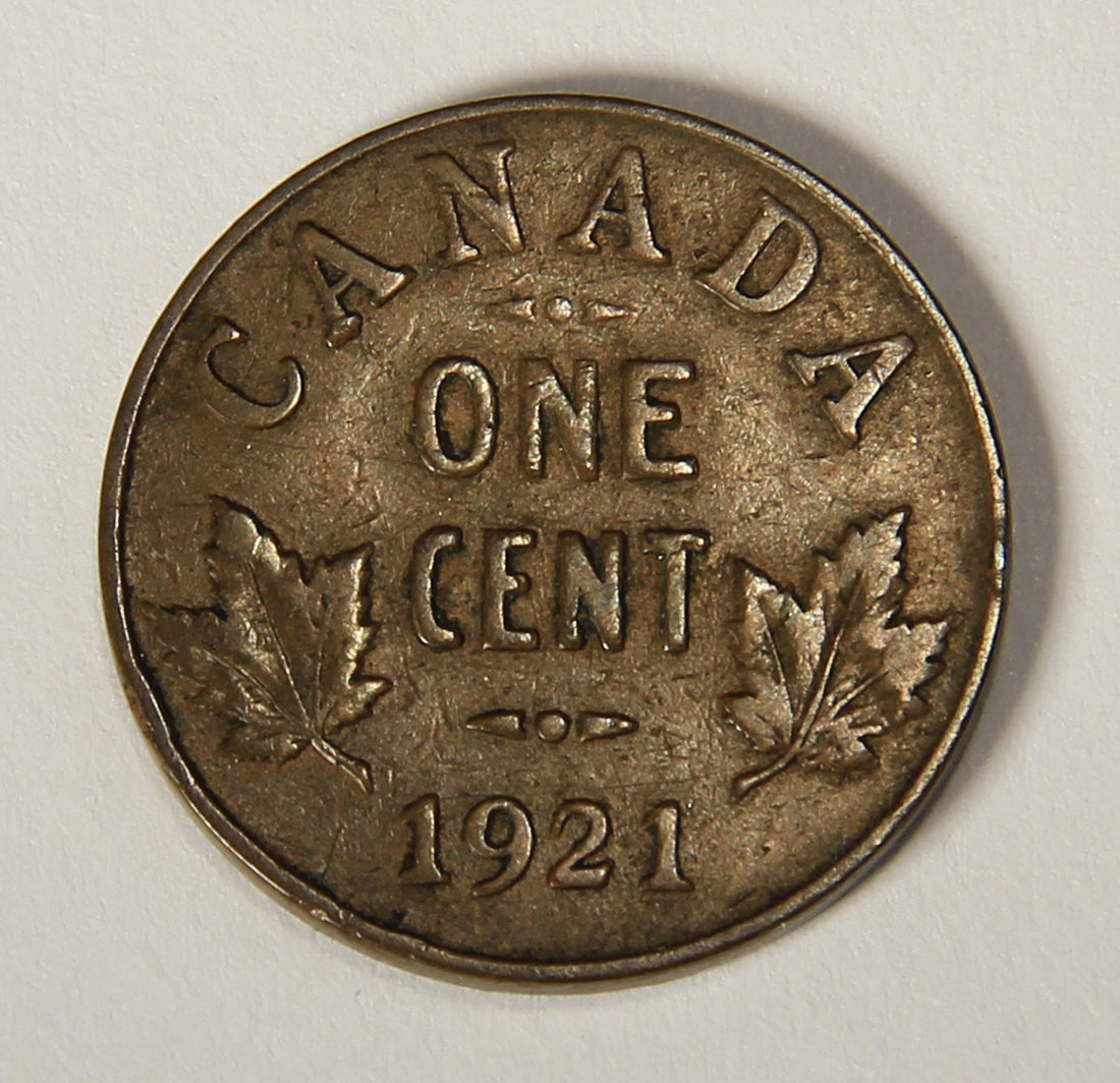 1921 Canada 1 Cent Small King George V - Copper Coin Small Cent L021893