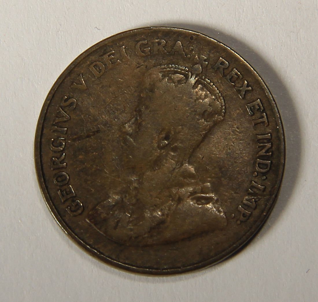 1921 Canada 1 Cent Small King George V - Copper Coin Small Cent L021893