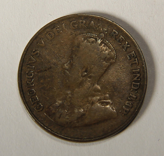 1921 Canada 1 Cent Small King George V - Copper Coin Small Cent L021893
