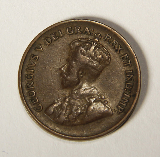 1928 Canada 1 Cent Small King George V - Copper Coin Small Cent L021896