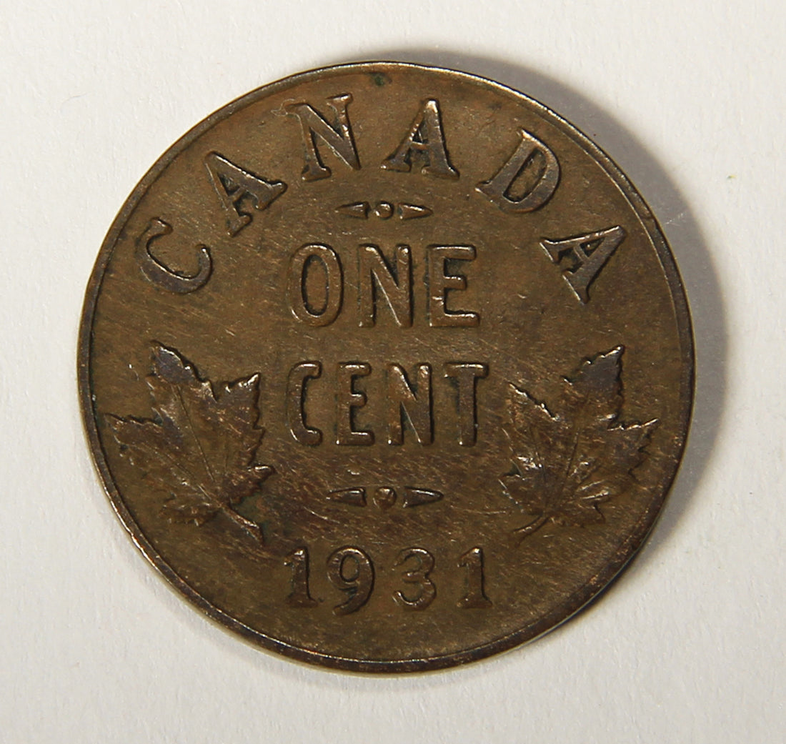 1931 Canada 1 Cent Small King George V - Copper Coin Small Cent L021899