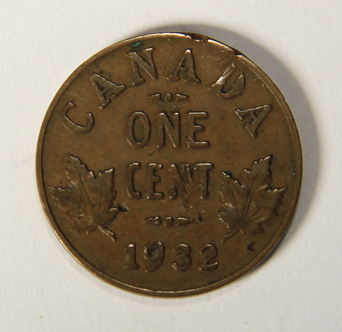 1932 Canada 1 Cent Small King George V - Copper Coin Small Cent L021900