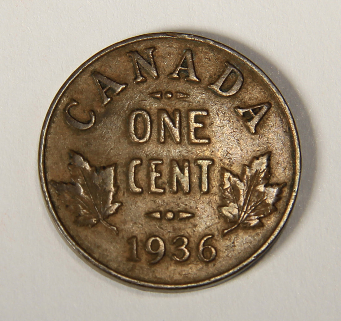 1936 Canada 1 Cent Small King George V - Copper Coin Small Cent L021905