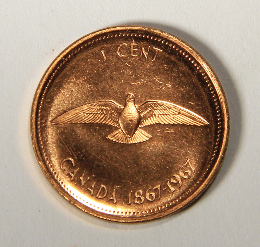 1967 Canada 1 Cent Small Centennial Rock Dove - Queen Elizabeth II - Small Cent L021906