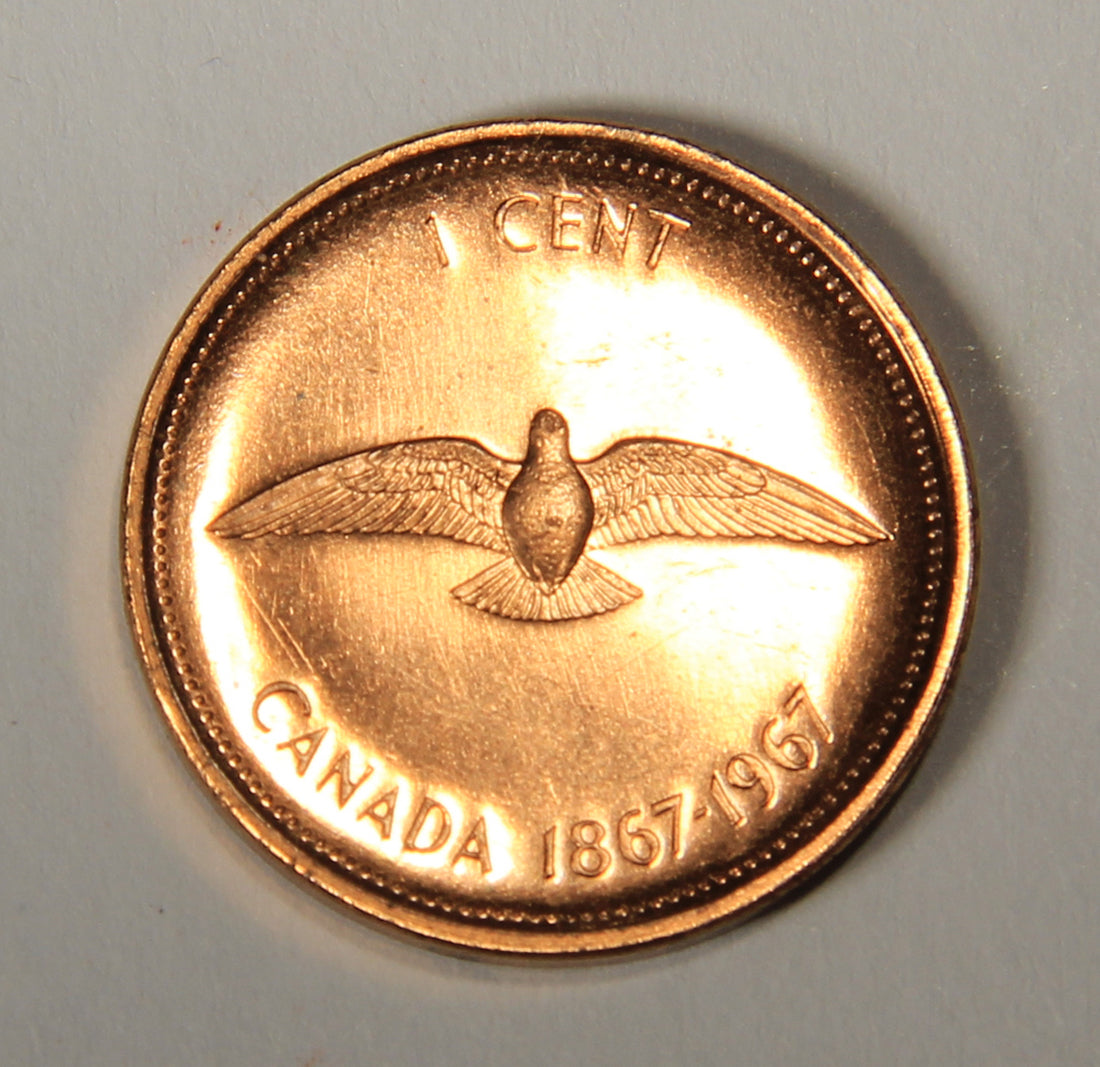 1967 Canada 1 Cent Small Centennial Rock Dove - Queen Elizabeth II - Small Cent L021906