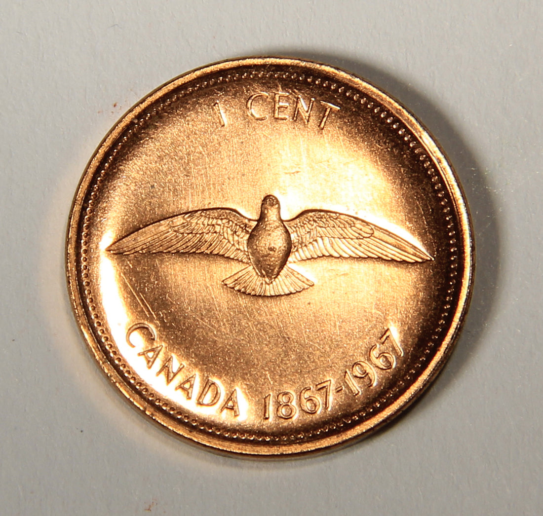 1967 Canada 1 Cent Small Centennial Rock Dove - Queen Elizabeth II - Small Cent L021906
