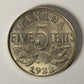 1922 Canada 5 Cents George V - Near S Variant Nickel Coin Five Cents L021908