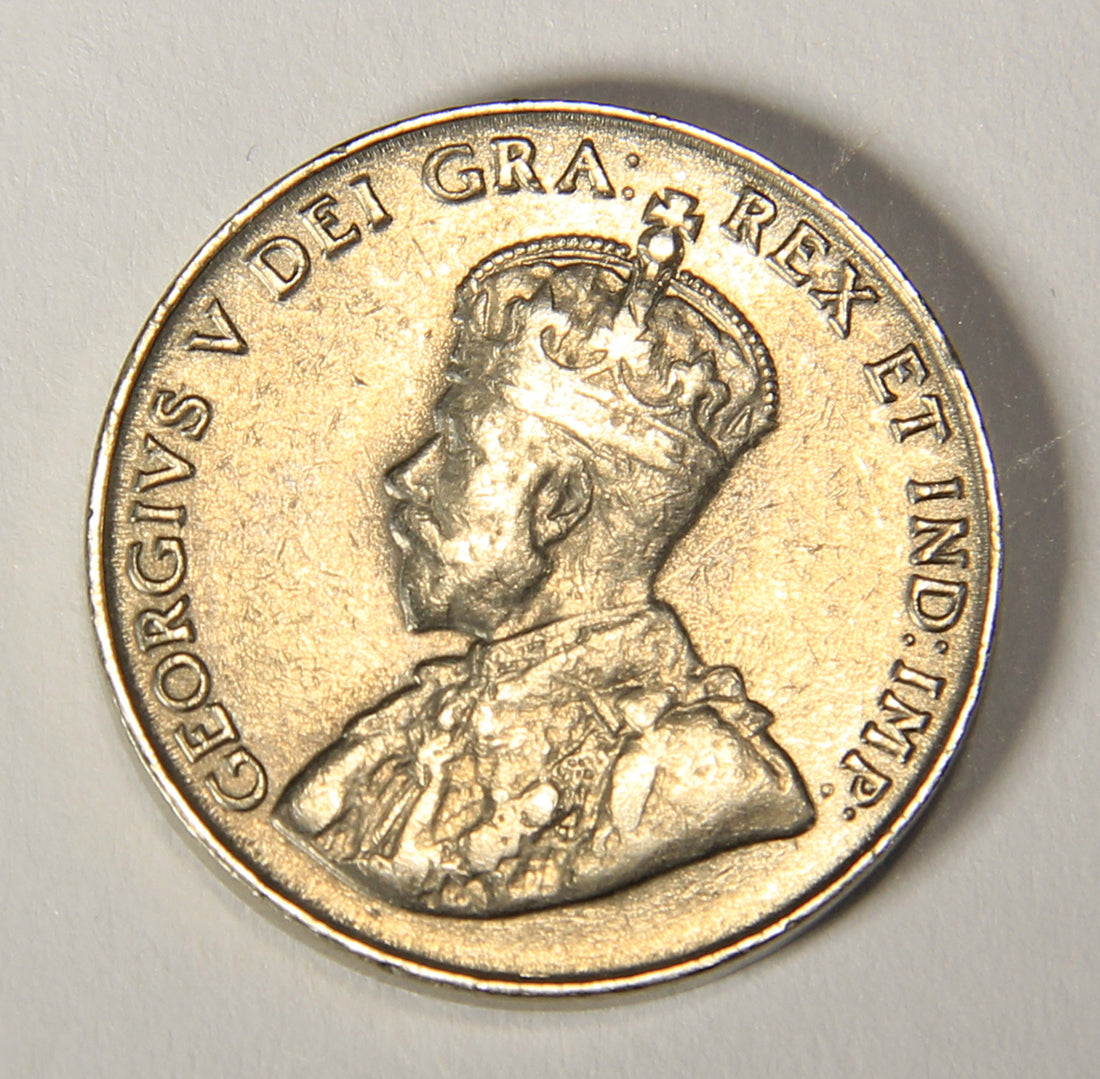 1922 Canada 5 Cents George V - Near S Variant Nickel Coin Five Cents L021908