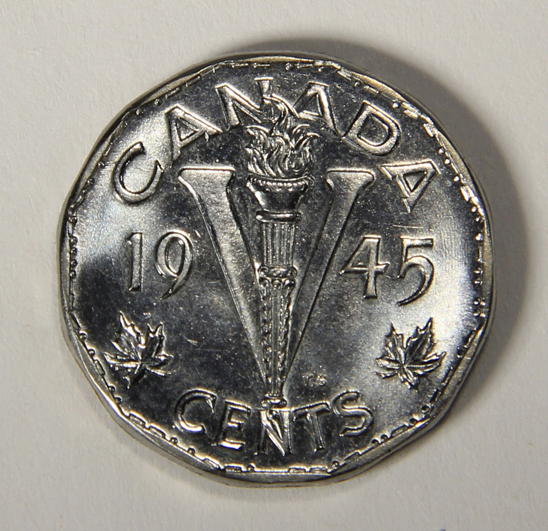 1945 Canada 5 Cents King George VI - Steel Coin Five Cents L021910