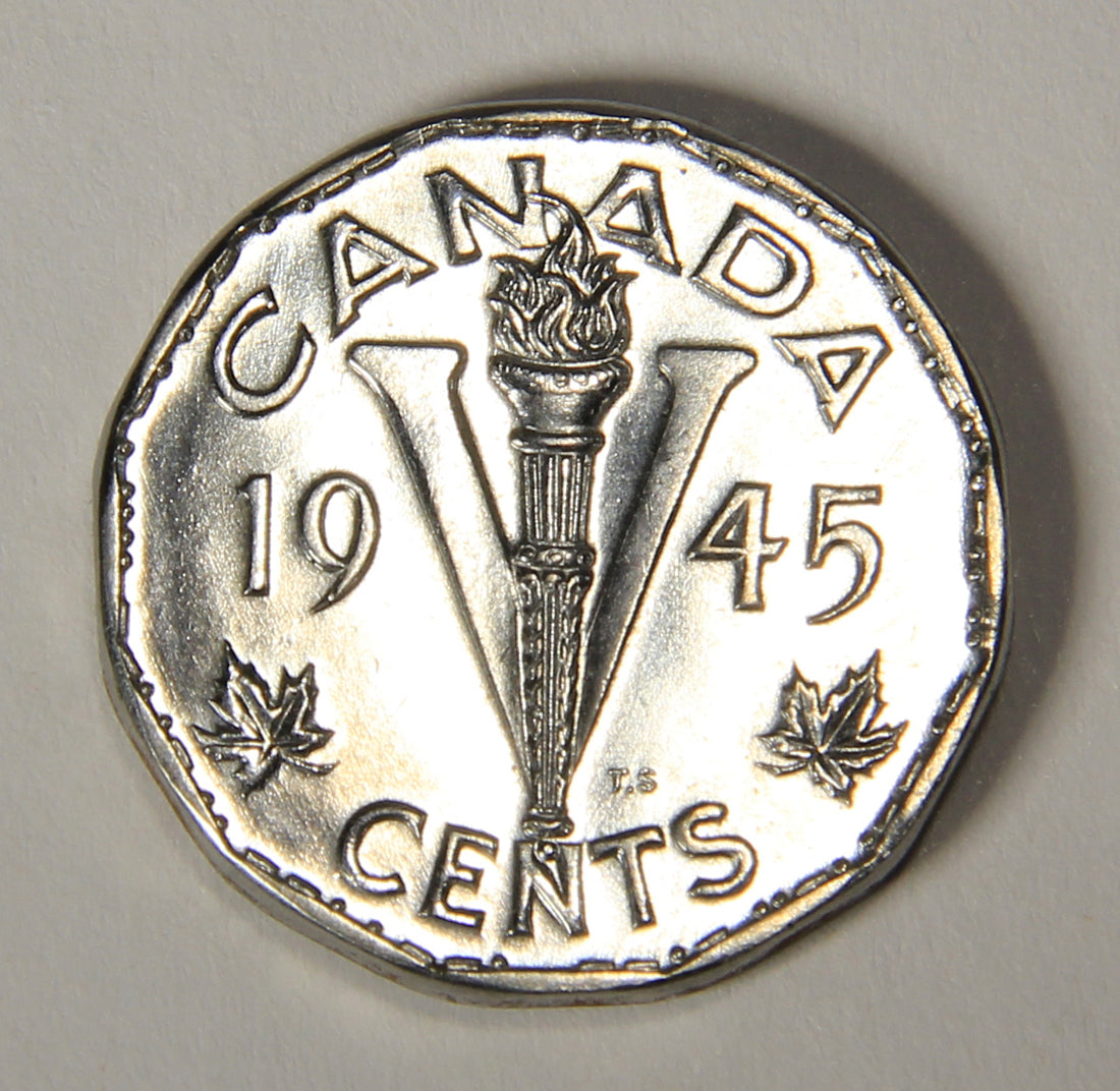 1945 Canada 5 Cents King George VI - Steel Coin Five Cents L021910