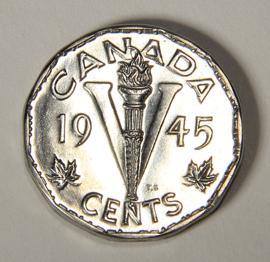 1945 Canada 5 Cents King George VI - Steel Coin Five Cents L021910