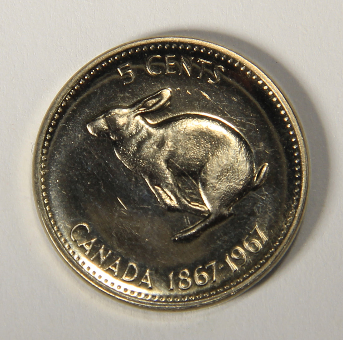 1967 Canada 5 Cents Snowshoe Rabbit Queen Elizabeth II - Nickel Coin Five Cents L021911