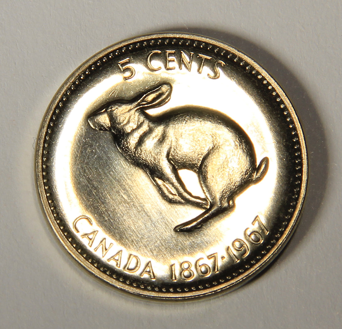1967 Canada 5 Cents Snowshoe Rabbit Queen Elizabeth II - Nickel Coin Five Cents L021911