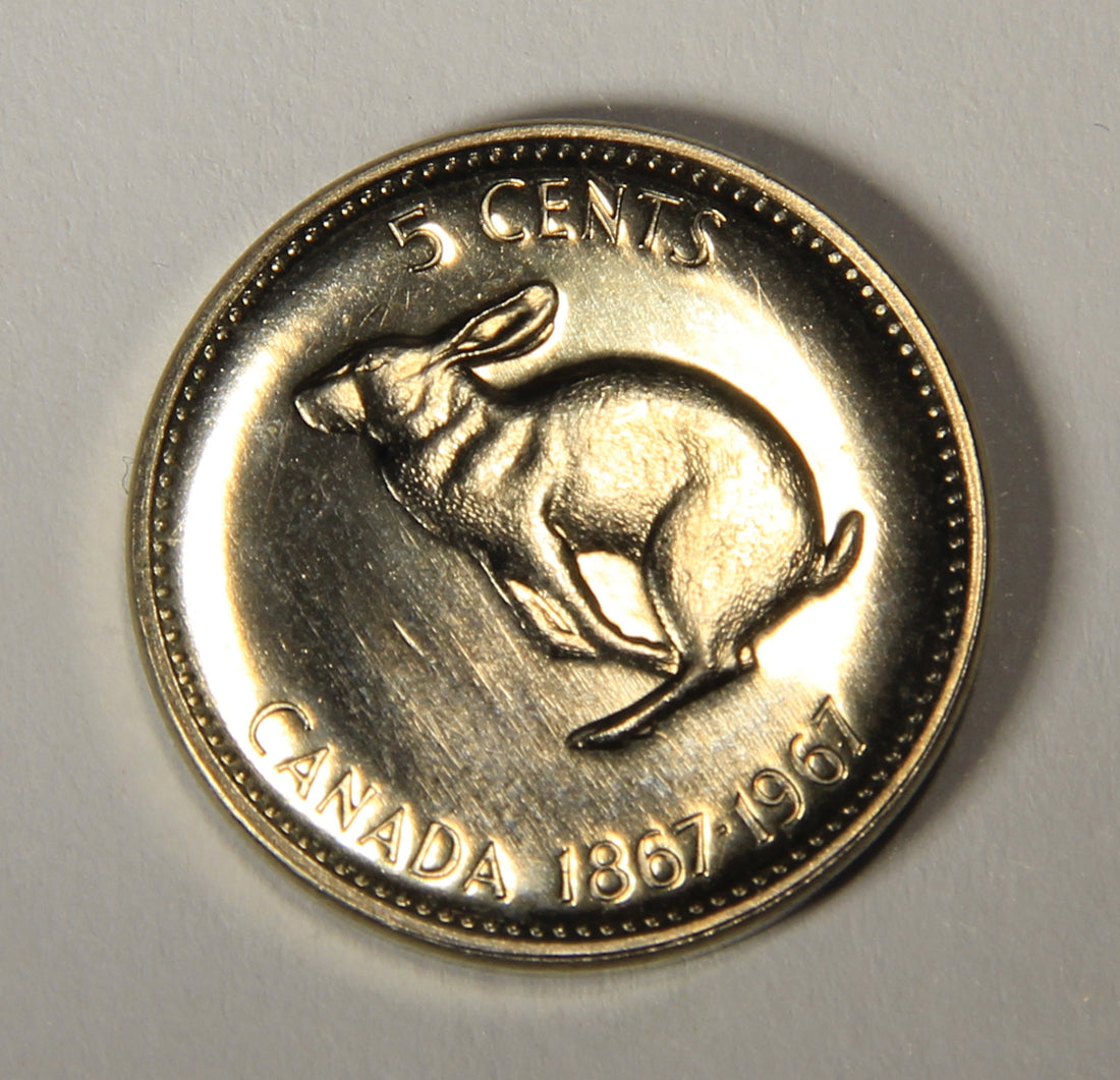 1967 Canada 5 Cents Snowshoe Rabbit Queen Elizabeth II - Nickel Coin Five Cents L021911
