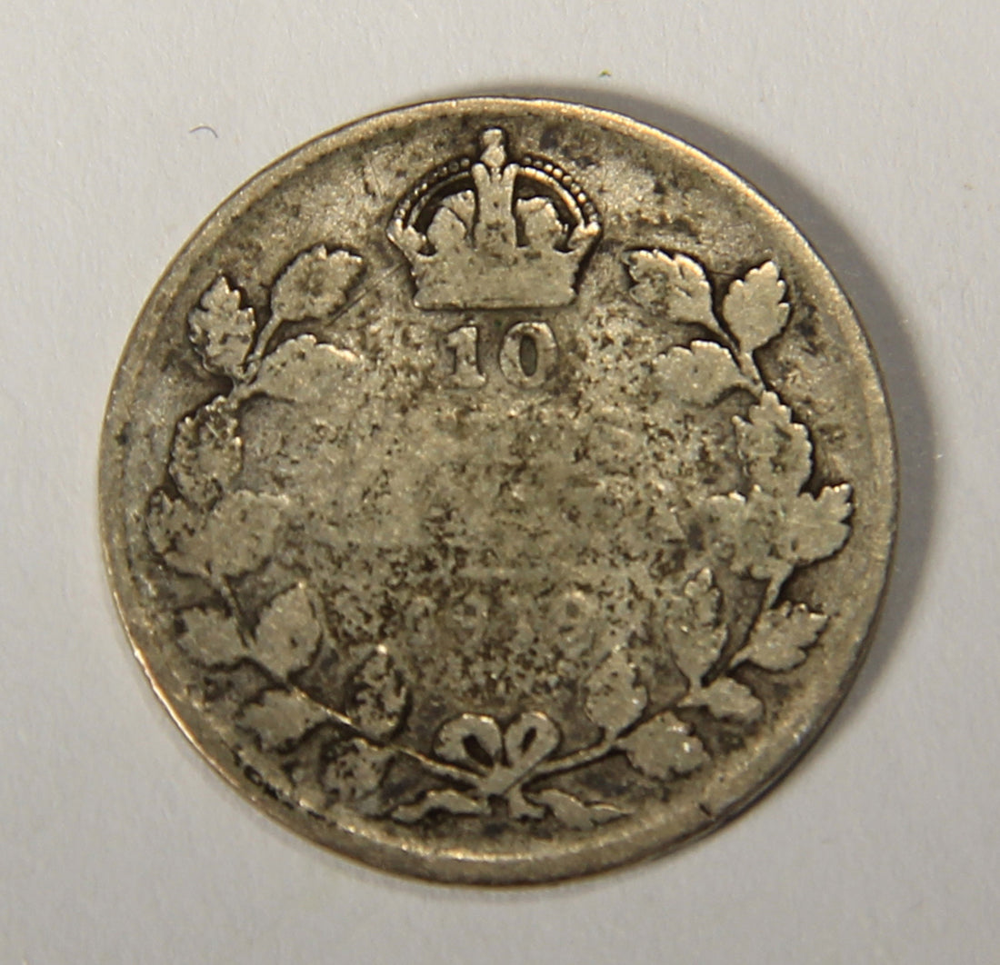 1919 Canada 10 Cents King George V - Silver Coin .925 Ten Cents L021912