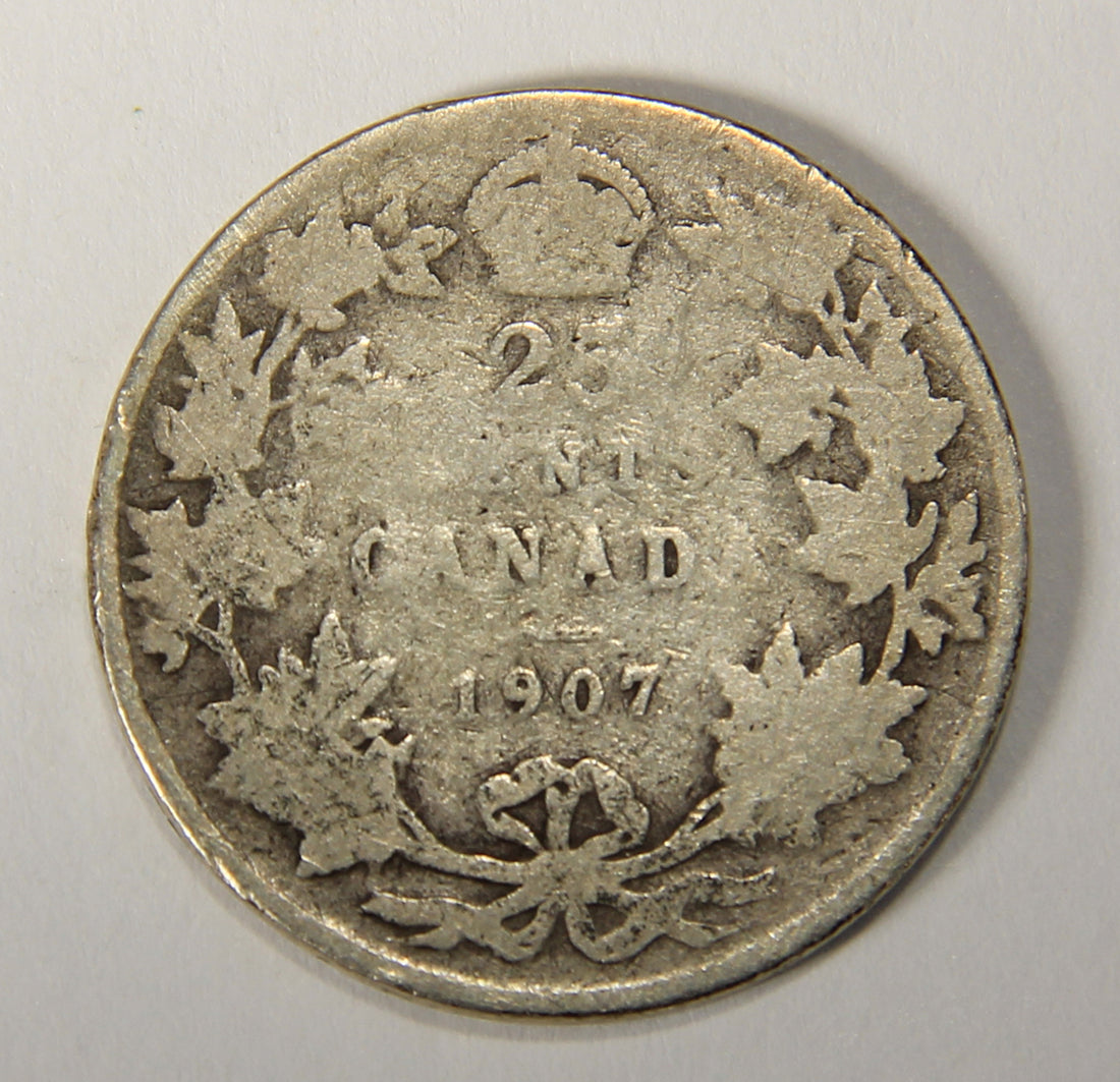 1907 Canada 25 Cents King Edward VII - Silver Coin .925 Twenty-Five Cents L021914