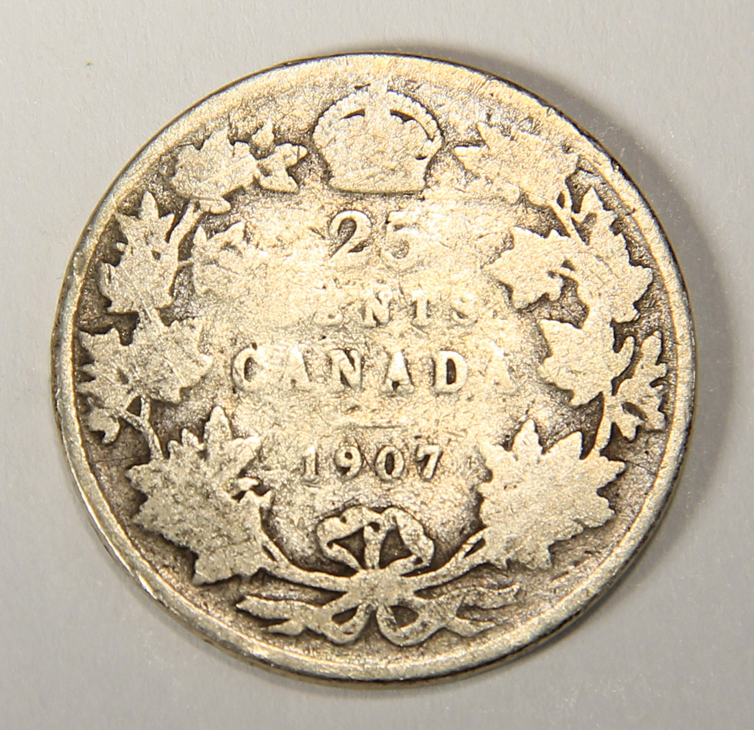 1907 Canada 25 Cents King Edward VII - Silver Coin .925 Twenty-Five Cents L021914