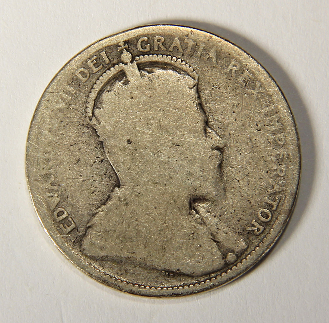1909 Canada 25 Cents King Edward VII - Silver Coin .925 Twenty-Five Cents L021915