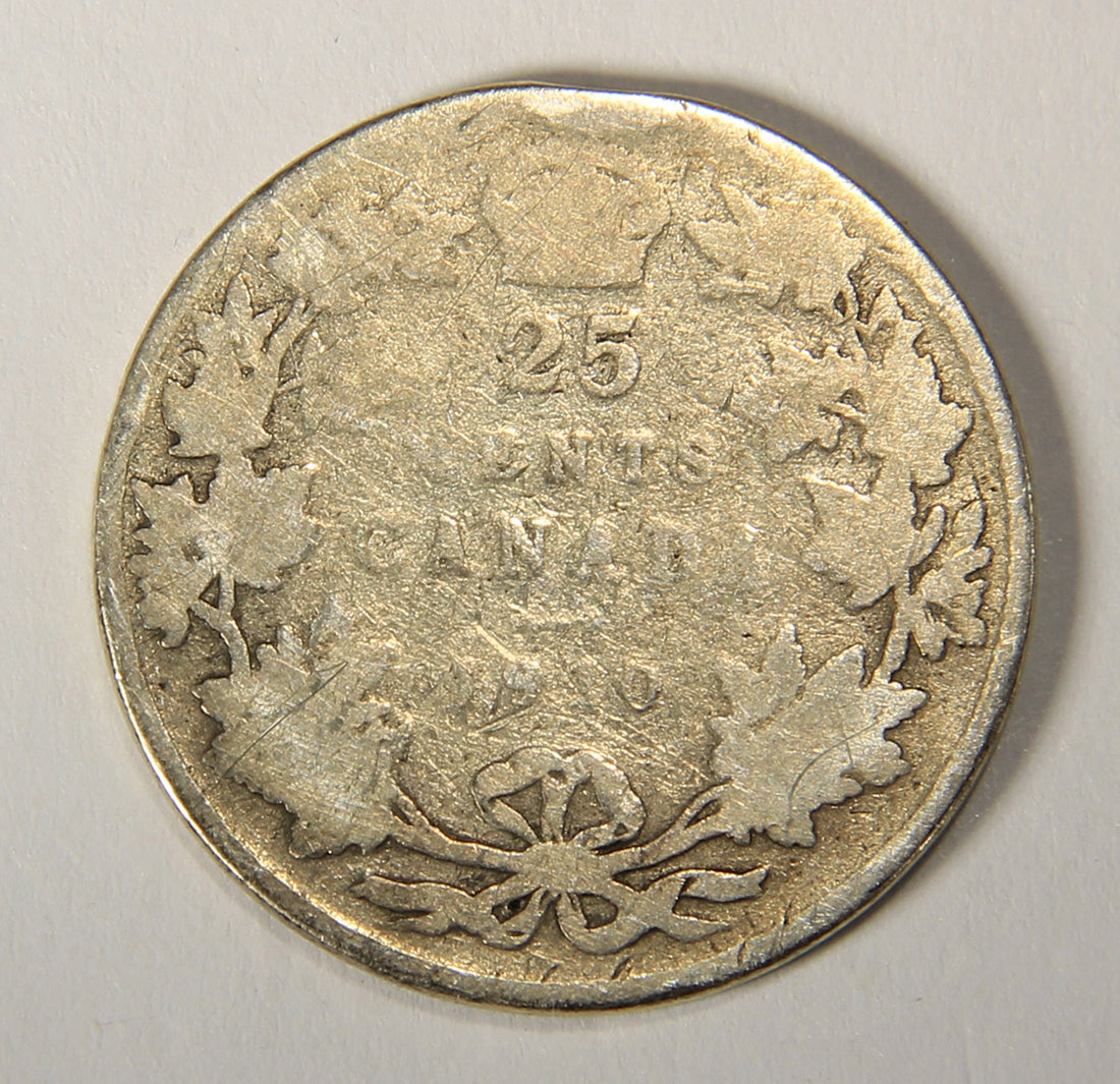 1910 Canada 25 Cents King Edward VII - Silver Coin .925 Twenty-Five Cents L021916
