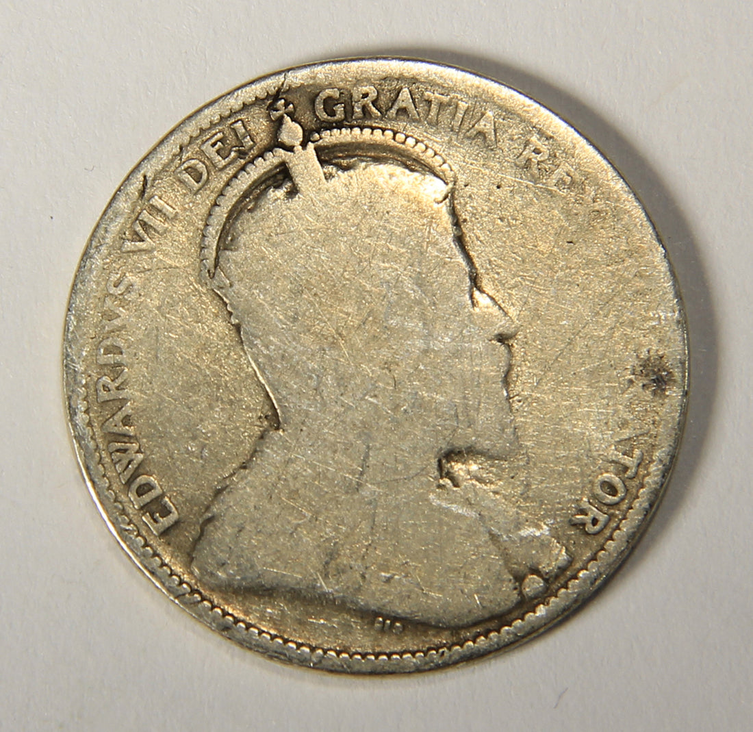 1910 Canada 25 Cents King Edward VII - Silver Coin .925 Twenty-Five Cents L021916