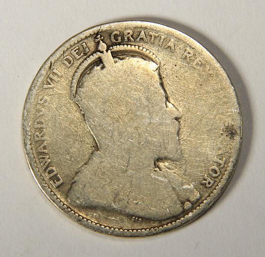 1910 Canada 25 Cents King Edward VII - Silver Coin .925 Twenty-Five Cents L021916