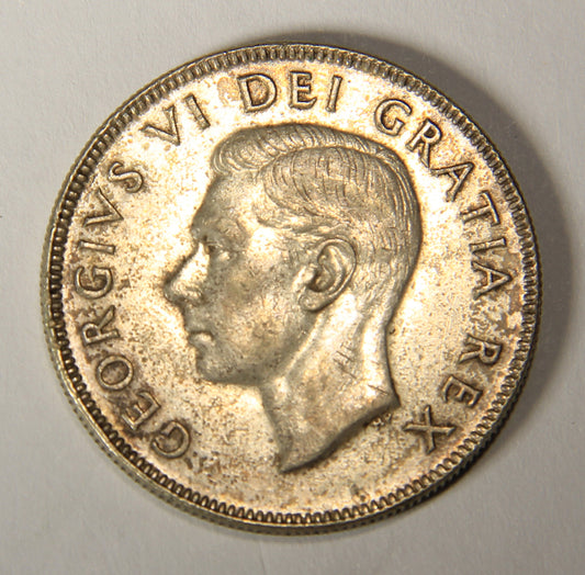 1951 Canada 50 Cents King George VI - Wide Date - Silver Coin .800 Fifty Cents L021919