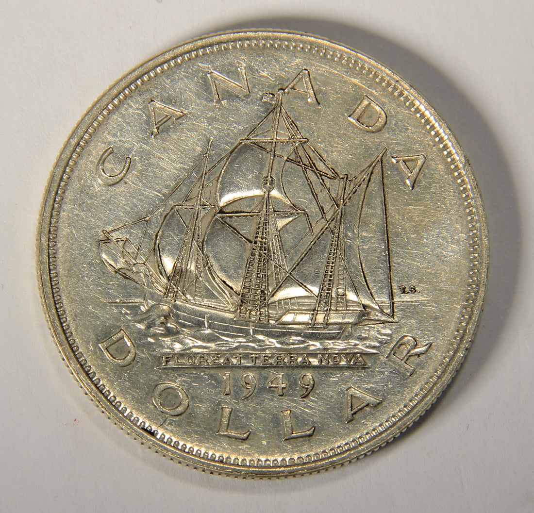1949 Canada 1 Dollar King George VI - One Dollar Silver Coin .800 Ship Newfoundland L021920