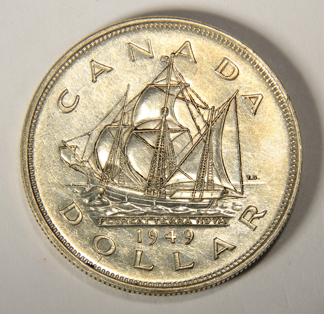 1949 Canada 1 Dollar King George VI - One Dollar Silver Coin .800 Ship Newfoundland L021920