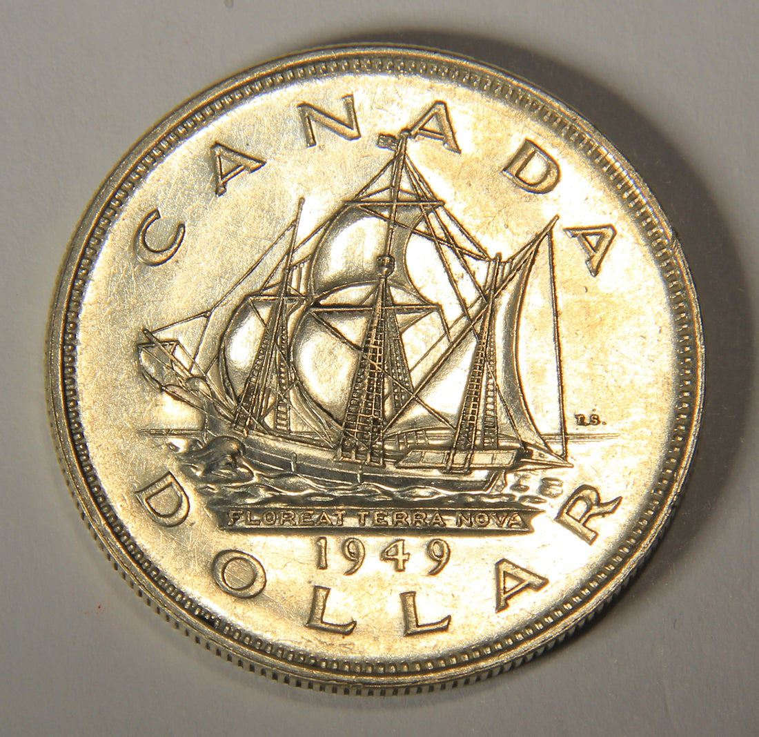 1949 Canada 1 Dollar King George VI - One Dollar Silver Coin .800 Ship Newfoundland L021920