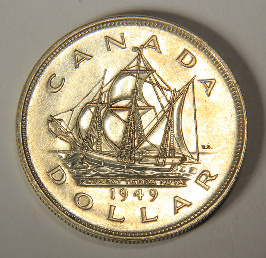 1949 Canada 1 Dollar King George VI - One Dollar Silver Coin .800 Ship Newfoundland L021920