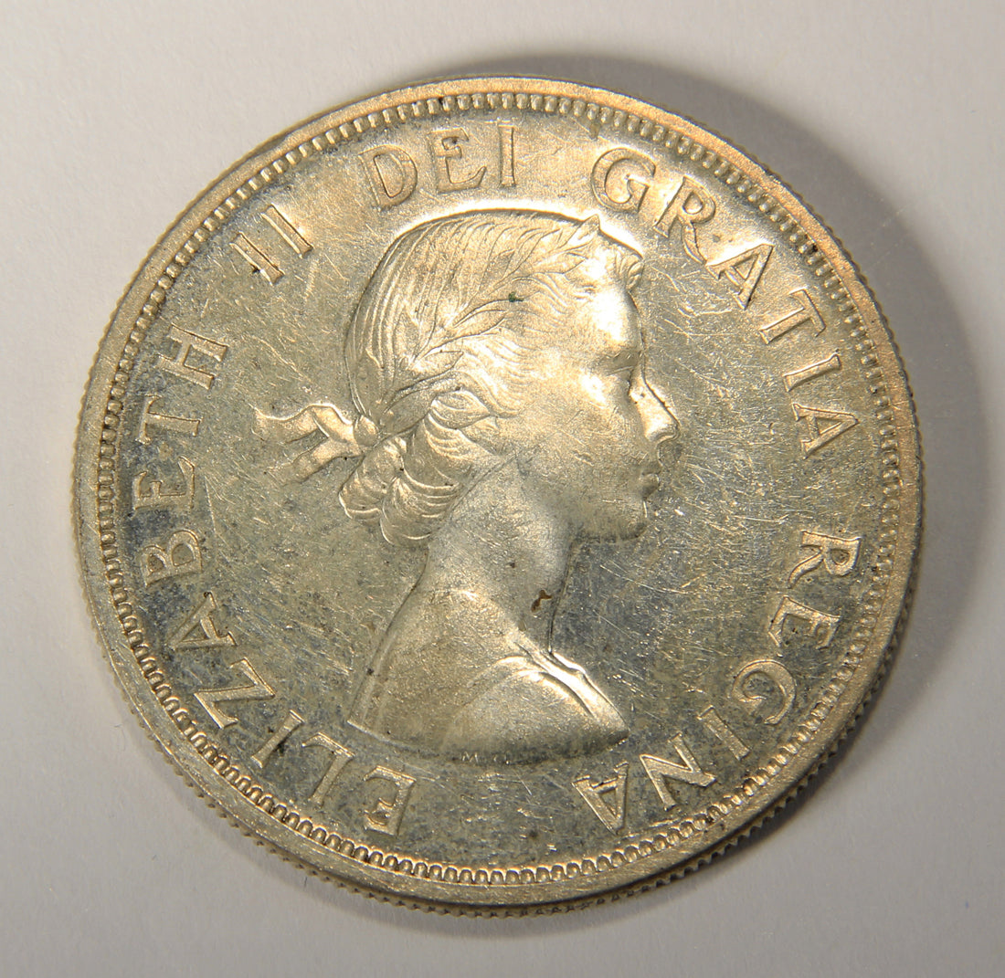 1958 Canada 1 Dollar Queen Elizabeth II - One Dollar Silver Coin .800 Totem L021921