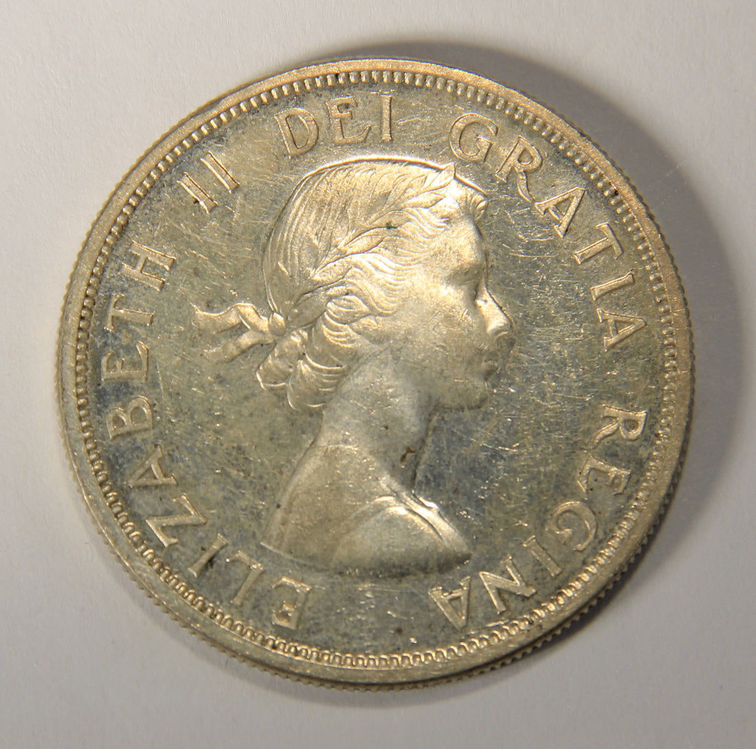 1958 Canada 1 Dollar Queen Elizabeth II - One Dollar Silver Coin .800 Totem L021921