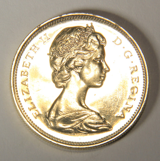 1966 Canada 1 Dollar Queen Elizabeth II - Large Beads One Dollar Silver Coin .800 L021922