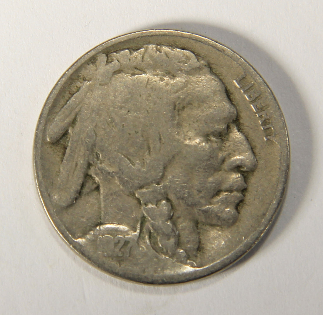 1927 United States 5 Cents Buffalo Nickel Coin Five Cents L021924