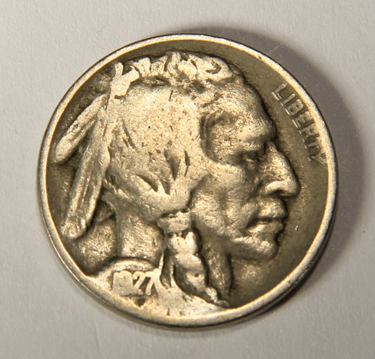 1927 United States 5 Cents Buffalo Nickel Coin Five Cents L021924