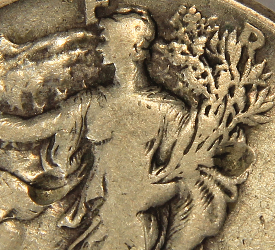 1945 United States 50 Cents Walking Liberty Half Dollar Silver Coin .900 DAMAGED L021926