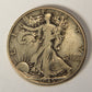 1945 United States 50 Cents Walking Liberty Half Dollar Silver Coin .900 DAMAGED L021926