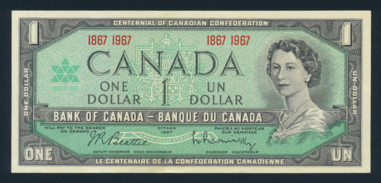 Canada $1 Dollar 1967 BC-45a Banknote EF-AU 1867-1967 Centennial NO SERIAL One Dollar L021931