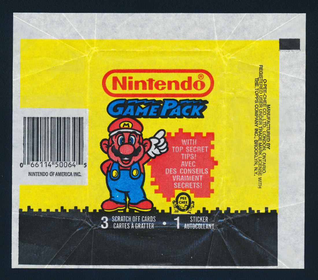 Nintendo Game Pack 1989 Trading Card Wax Wrapper Mario O-Pee-Chee L021940