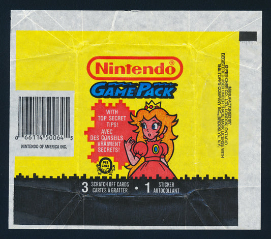 Nintendo Game Pack 1989 Trading Card Wax Wrapper Princess Peach OPC L021941