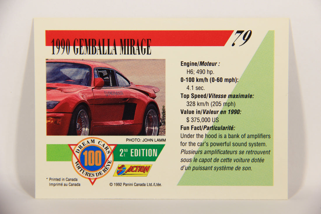 Dream Cars 2nd Edition 1992 Trading Card #79 - 1990 Gemballa Mirage FR-ENG L021961
