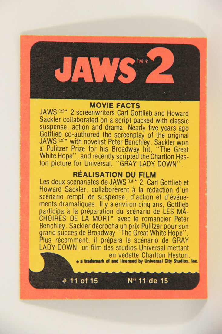 Jaws 2 - 1978 Trading Card #59 The Jaws Of Death FR-ENG O-Pee-Chee L021986