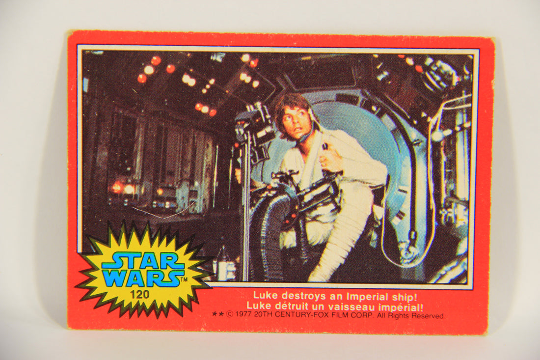 Star Wars 1977 Trading Card #120 Luke Destroys An Imperial Ship FR-ENG OPC L021995