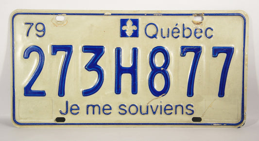 Canada Quebec 1979 License Plate #273H877 Cars - Automobiles L022004